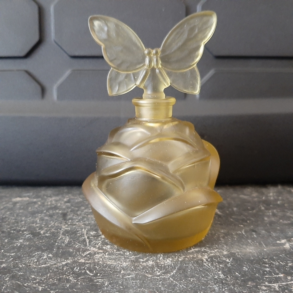 Vintage Perfume Bottle with Butterfly Stopper